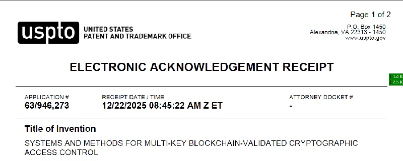 USPTO Filing Receipt